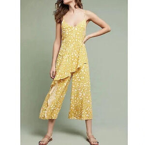 Maeve Anthropologie Brittany Goldenrod Jumpsuit yellow/white romper women’s sz 4